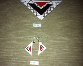 Handmade, unique leather necklace with earrings