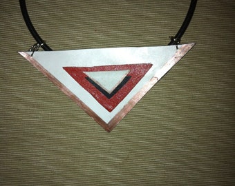 Handmade, unique leather necklace with earrings