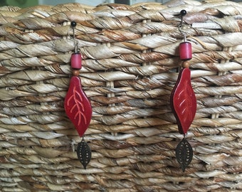 Handmade, unique leather earrings