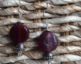 Unique handmade glass bead drop earrings