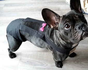 Culotte  hygiénique pour chien modèle NOIR Noeud ROSE