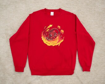 Dark Charmeleon Crimson Red Crewneck Sweater