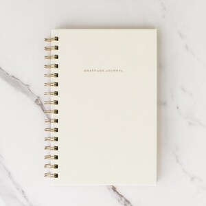 Daily Gratitude Journal, Thankfulness Notebook, Affirmation Journal, Mindfulness Journal, Self Care Journal, with Ivory Linen Cover