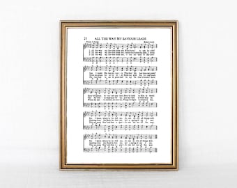 All the Way My Savior Leads Hymn Print, Christian Decor, Sheet Music Print, Hymn Wall Art, Christian Wall Art Print for home