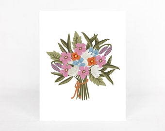 Spring Bouquet Greeting Card, Just Because Card, Floral Greeting Card, Sympathy Card, Thank You Card, Blank Card, Card Pack of 4