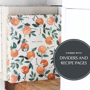 3 Ring Recipe Binder, Citrus Style with Tabbed Dividers and Recipe Pages, Personal Cookbook, Family Recipe Book, Birthday gift for mom