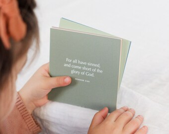 Children's Memory Verse Display Sets, KJV Kids Scripture Cards, 9 4x4 Bible Verse Cards with Natural Wood Stand, Memory Cards for Kids
