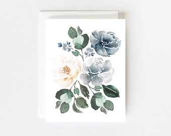 Stormy Spring Watercolor Greeting Card, Floral Greeting Card, Just Because Card, All Purpose Card, Blank Greeting Card, Card Pack of 4