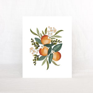 Oranges Art Print, Kitchen wall art, Citrus wall art, Watercolor Oranges, Fruit Painting, Orange artwork, Food wall art, Unframed & Shipped