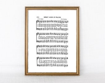 Sweet Hour of Prayer Hymn Print, Christian Decor, Sheet Music Print, Hymn Wall Art, Christian Wall Art Print for home, Hand Illustrated