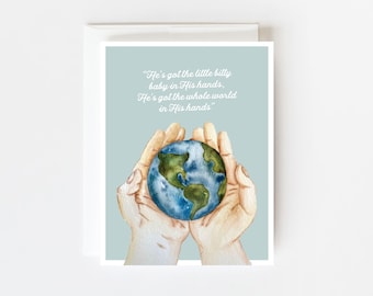 Child Loss Card, Miscarriage Card, Infant Loss Card, Christian Sympathy Card, Baby Loss Card, Pregnancy Loss, Whole World In His Hands Hymn