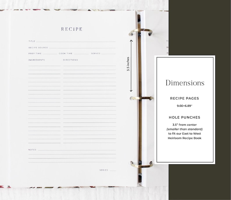 Extra Recipe Pages 40 Recipes | 20 Double-Sided Recipe Pages, 3 hole punch recipe card, Recipe filler pages for our Heirloom Recipe Books image 2