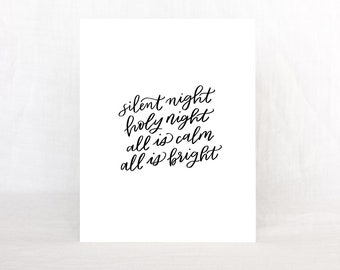 DIGITAL DOWNLOAD | Silent Night Wall Art Printable, Christmas Hymn Decor, Religious Christmas Art, Minimalist Holiday Home Decor
