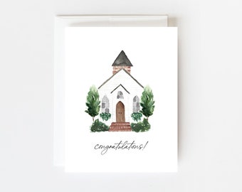 Wedding Bells Church Greeting Card, Blank Wedding Cards, Card Pack of 4, Religious Wedding Card, Card for Wedding, Christian Wedding Card