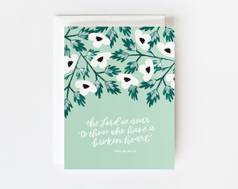 Christian Sympathy Card with Scripture, A Broken Heart Card, Thinking of You Card, Bereavement, Grief Card, Funeral Card, Condolences Card