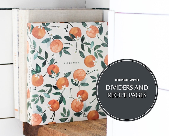Recipe Binder Cookbook, Citrus Style with Tabbed Dividers and Recipe Pages, Personal Cookbook Collection, Recipe Book, Wedding Gift