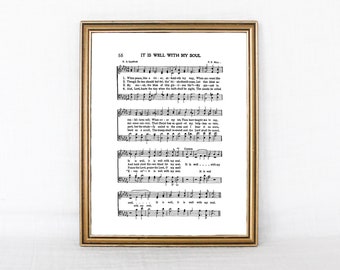 It is Well With My Soul Hymn Print, Christian Decor for home, Sheet Music Print, Hymn Wall Art, Christian Wall Art Print, Hand Illustrated