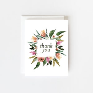 Floral Bouquet Thank You Cards, Blank Thank You Cards, Note Cards with Envelopes, Card Set of 4, Bright Thank You Cards, Fun Thank You Cards