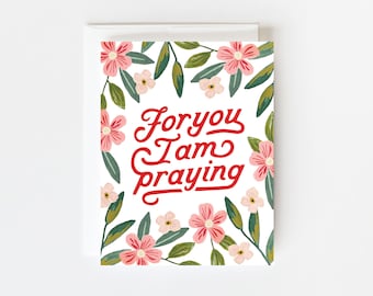 Praying for You Greeting Card, Blank Thinking of You Card, Christian Sympathy Card, Friendship Card, Bereavement, Encouragement Card