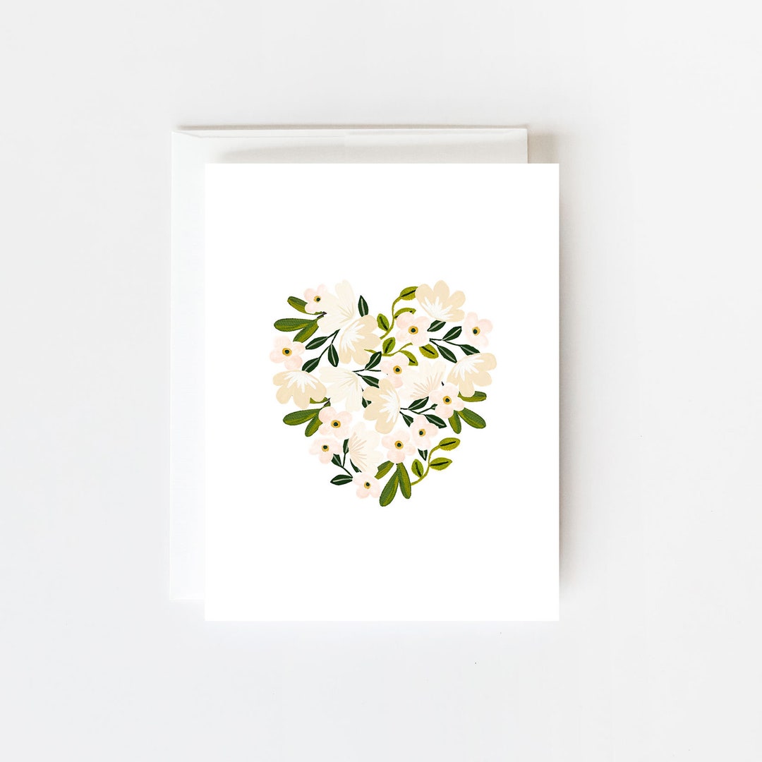 Floral Heart Greeting Card, All Purpose Notecard, Blank Greeting Cards ...