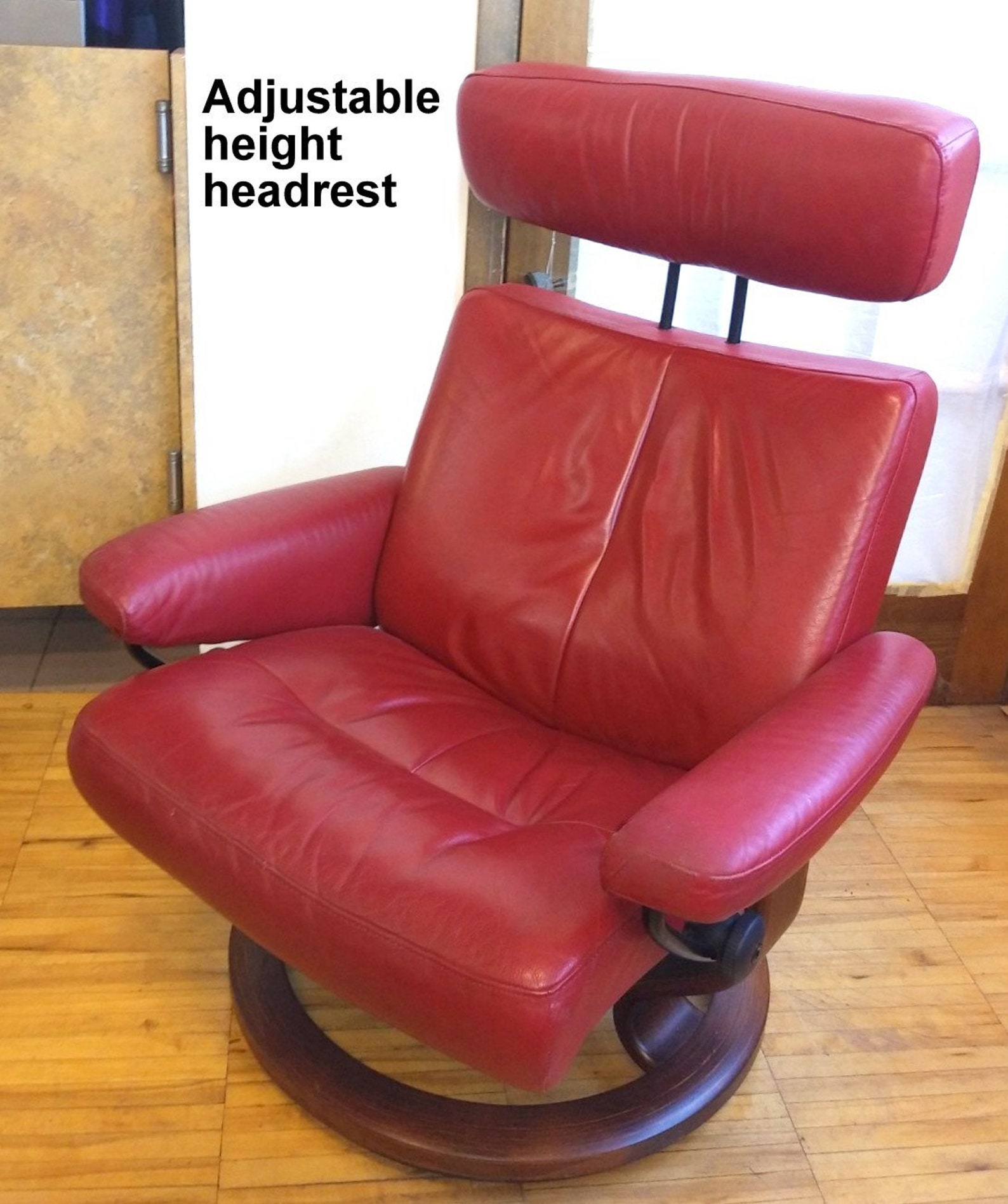 Ekornes Stressless Leather Recliner Adjustable Headrest Etsy