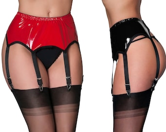 Premier Lingerie 6 Strap PVC Suspender / Garter Belt for Stockings ( PL53 )