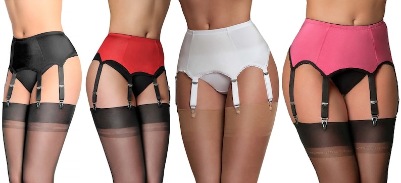 Premier Lingerie Lycra '6 Strap' Suspender / Garter Belt for Stockings PL2 image 1