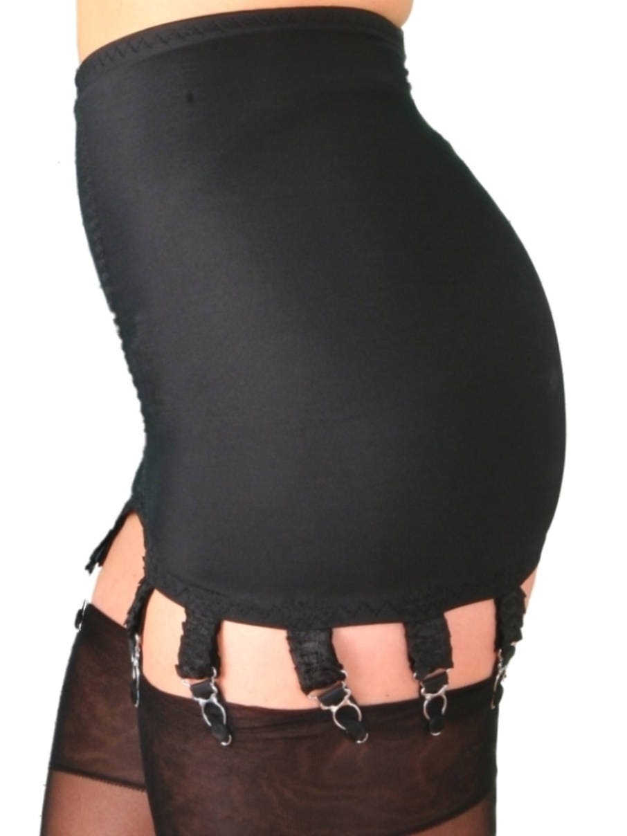 Women Vintage Garter Belt Floral Edge Girdle Skirt 4 Straps