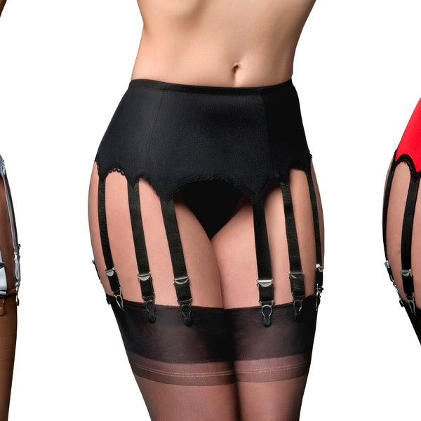 Premier Lingerie Porte-jarretelles à 12 sangles avec panneaux en Lycra pour bas (PL12)