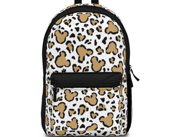 Disney Leopard Mickey & Minnie Backpack, Theme Park Backpack, Disney Backpack, Mickey Mouse Backpack, Leopard Print Backpack, Minnie Mouse