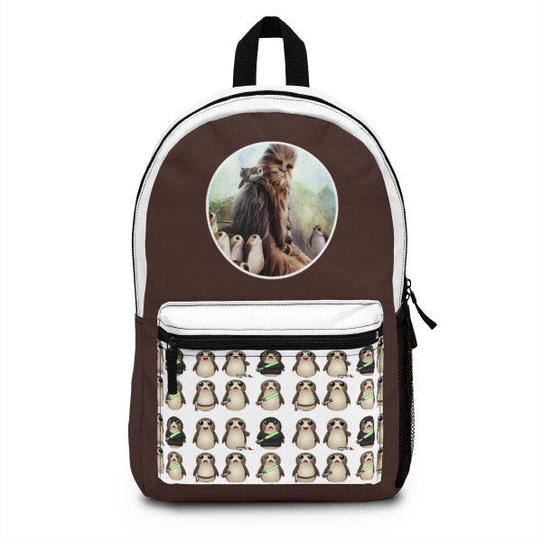 Star Wars Chewbacca & Porgs Backpack, Disney Backpack, Star Wars Bag, Chewbacca Bag, School Backpack, Star Wars Backpack, Porgs Bag
