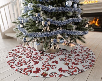 Disney Mickey Peppermints Round Tree Skirt, Disney Christmas Skirt, Peppermint Tree Skirt, Mickey Mouse Christmas Décor, Mickey Tree Skirt