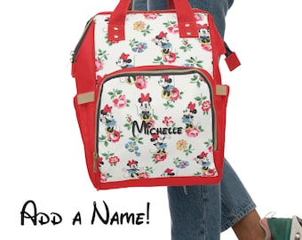 Disney Minnie Mouse Floral Diaper Backpack, Disney Diaper Bag, Disney Vacation Bag, Toddler Diaper Bag, Large Diaper Backpack, Minnie Bag