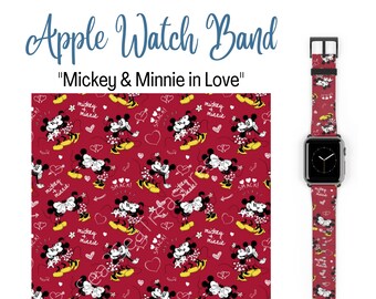 Disney Mickey & Minnie in Love Vegan Leather Apple Watch Band, Disney Watch Band, Apple Watch Band, Disney Apple Watch, Mickey Mouse Watch