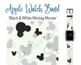 Disney B/W Mickey Mouse Vegan Leather Apple Watch Band, Disney Watch Band, Apple Watch Band, Disney Apple Watch, Mickey Mouse Watch Band