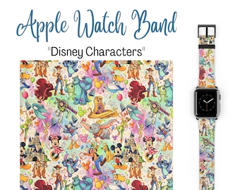 Disney Characters Vegan Leather Apple Watch Band, Disney Watch Band, Apple Watch Band, Disney Apple Watch, Disney Characters Watch Band