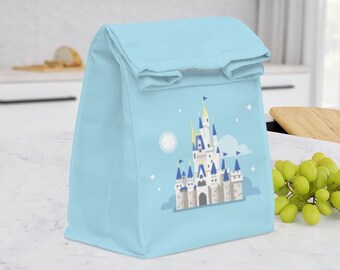 Blue Princess Castle Lunch Bag, School Bag, Princess Castle, Cute Lunch Pack, School Lunch Bag, Theme Park Lunch Bag, Blue Castle Bag