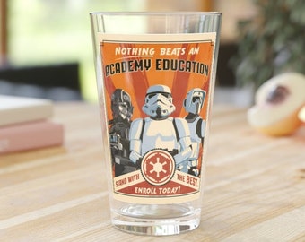Star Wars Empire 4 Poster Pint Glass, Star Wars Glass, Empire Pint Glass, Empire Glass, Propaganda Poster, Star Wars Beer Glass