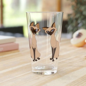 Si & Am Pint Glass, Disney Beer Glass, Pint Glass for Dad, Beer Glass for Father, Disney Cats Glass, Lady and the Tramp Beer Glass, Si Am