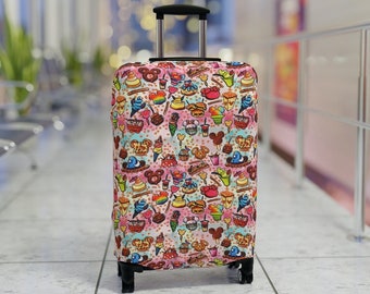 Disney Rainbow Snacks Luggage Cover, Disney Vacation, Travel Suitcase Cover, Mickey Park Snacks Suitcase Cover, Disneyland Snacks