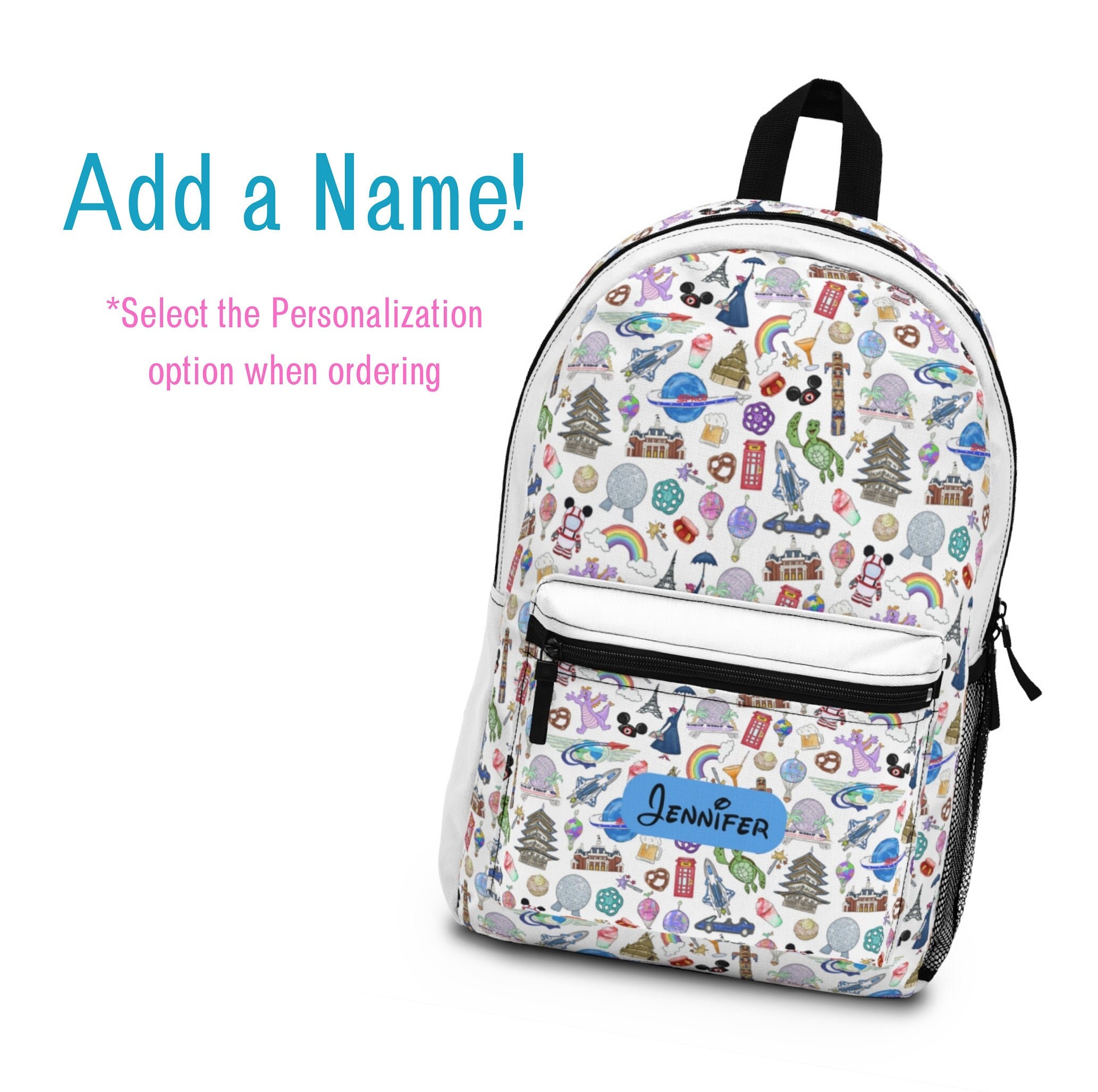 Disney Epcot Icons Backpackwhite Disney Backpack Epcot Bag Etsy