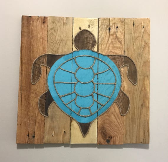 Hand Painted Stained Sea Turtle Pallet Wood Art Etsy