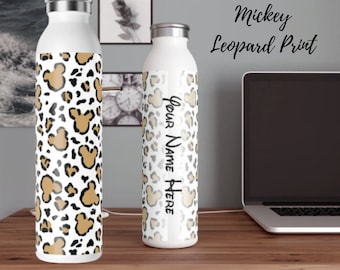 CUSTOM Disney Mickey Leopard Print Stainless Steel Water Bottle, Mickey Tumbler, Disney Water Bottle, Leopard Tumbler, Mickey Water Bottle