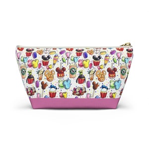 Disney Snacks Accessory Pouch w/ T-bottom, Disney Makeup Bag, Park Snacks Cosmetic Bag, Disney Travel Pouch, Disney Snacks Travel Bag