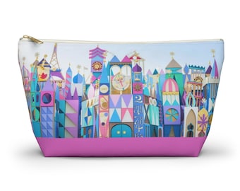 Disney Small World Accessory Pouch w/ T-bottom, Disney Makeup Bag, Small World Cosmetic Bag, Disney Travel Pouch, Disney Vacation Bag