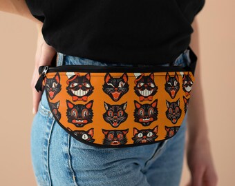 Vintage Black Halloween Cats Fanny Pack, Halloween Bag, Black Cat Bag, Halloween Fanny Pack, Vintage Halloween, Halloween Cat, Spooky Cat