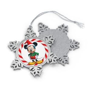 Disney Mickey Mouse Pewter Snowflake Ornament, Christmas Decoration, Holiday Gift, Disney Home Decor, Mickey Mouse Ornament, Mickey Gift