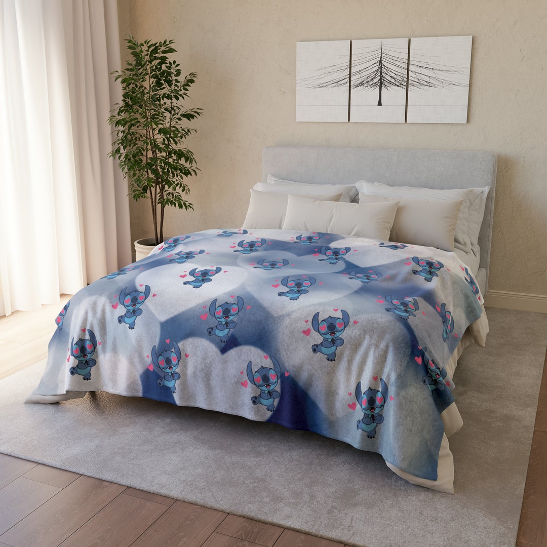 SOFT Disney Stitch Valentine's Day Minky Blanket, Disney Blanket