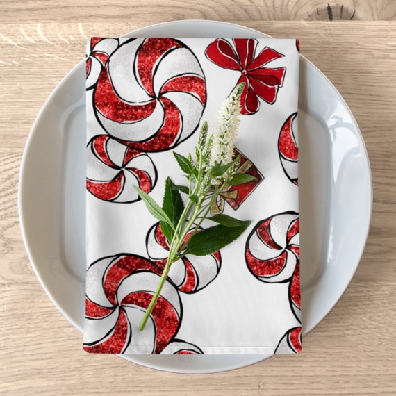 SET of 4 Disney Peppermint Cloth Napkins Disney Napkins Etsy