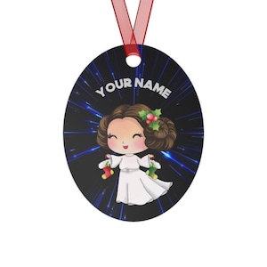 CUSTOM Star Wars Princess Leia Christmas Metal Ornament, Star Wars Holiday Décor, Disney Ornament, Leia Organa Ornament, Star Wars Ornament